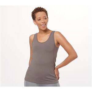 SUSAN GRAVER SG SPORT NEW $44 Contour Knit‎ Tank Top w/ Built-In Bra Truffle XL